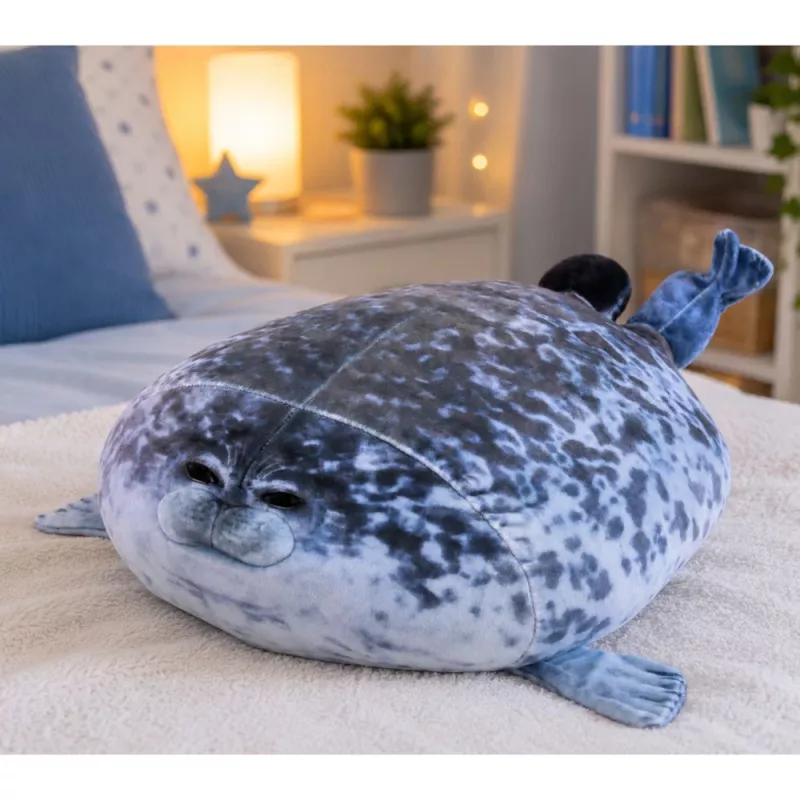 LEAN TOYS Peluche Foca mascota animal de peluche color natural gris 38 cm
