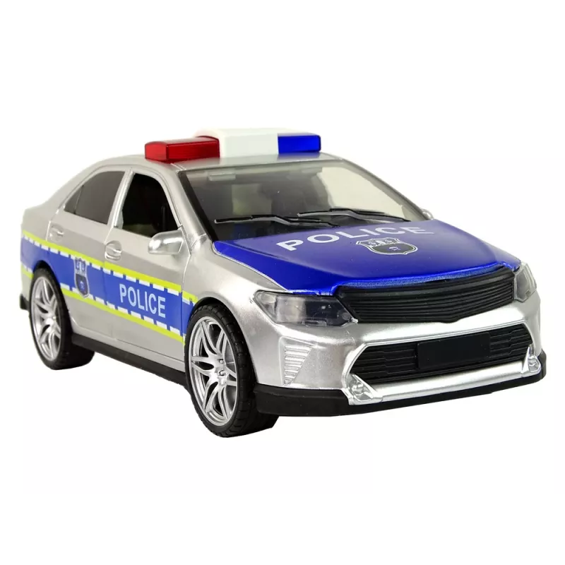 LEAN TOYS Coche de policía 1:14 fricción sonidos luz Plata