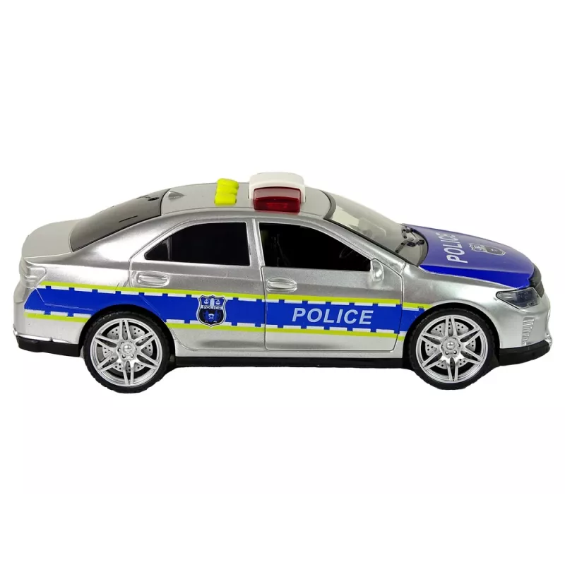 LEAN TOYS Coche de policía 1:14 fricción sonidos luz Plata