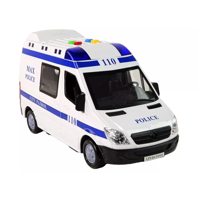 LEAN TOYS Coche de policía con propulsión por fricción, sonido y luz