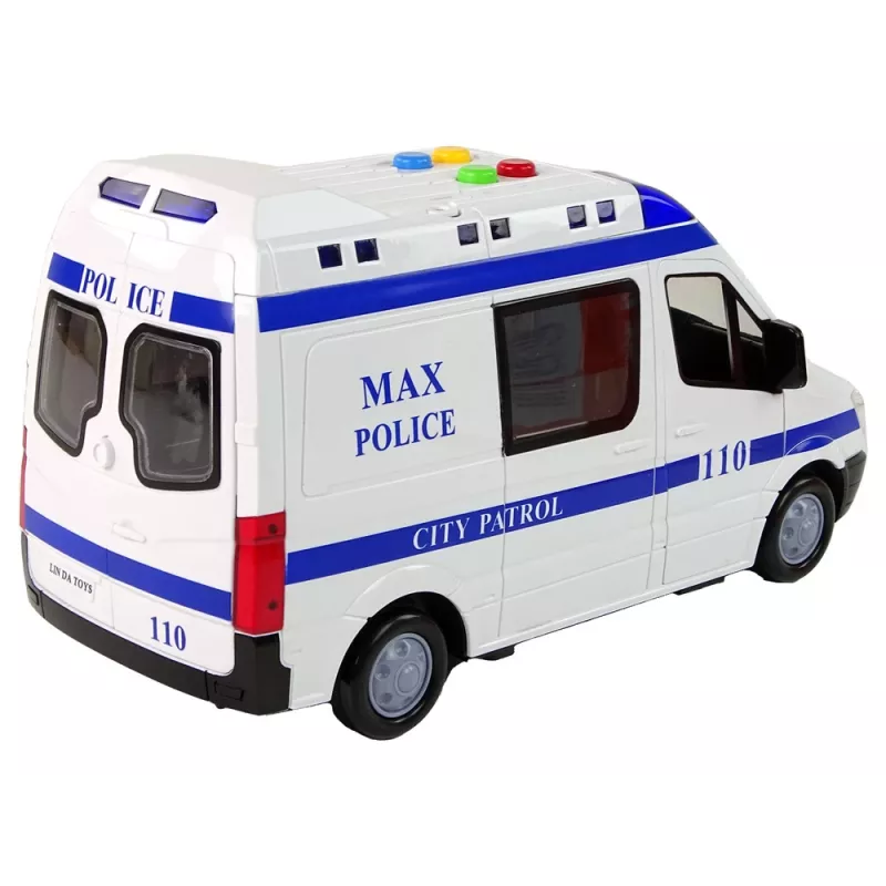 LEAN TOYS Coche de policía con propulsión por fricción, sonido y luz