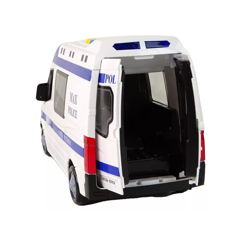 LEAN TOYS Coche de policía con propulsión por fricción, sonido y luz