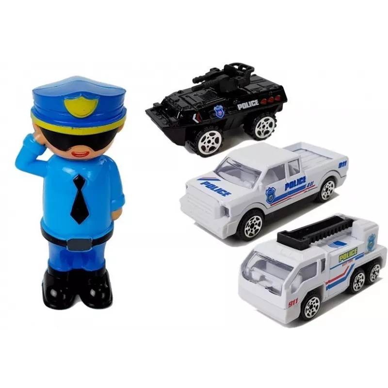LEAN TOYS Coche de policía Parking 2en1 Policía Coche pequeño Sonido Luz