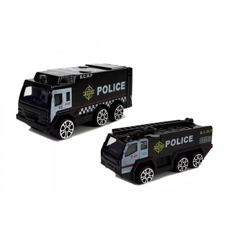 LEAN TOYS Avión plegable de policía con coches 1:64 con luz y sonido