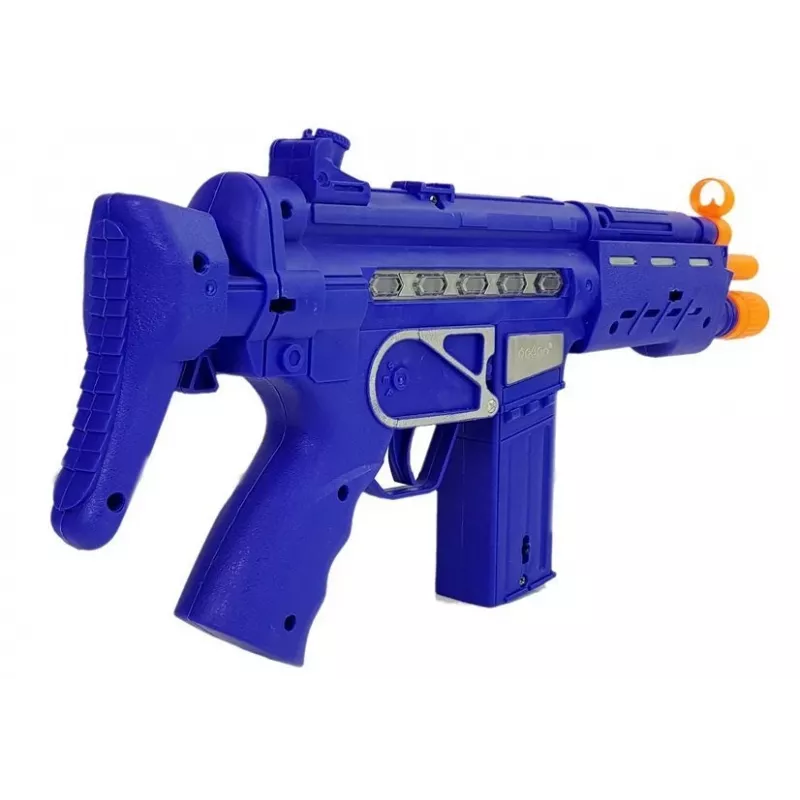LEAN TOYS Set de policía con arma y placa, azul marino, efectos de sonido y luz, 37 cm