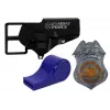 LEAN TOYS Set de policía revólver 20cm placa funda silbato efectos de sonido y luz