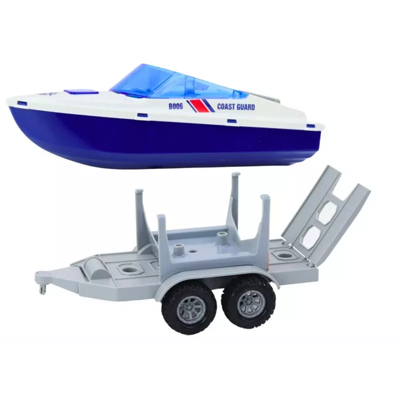 LEAN TOYS Quad de policía con remolque y lancha motora