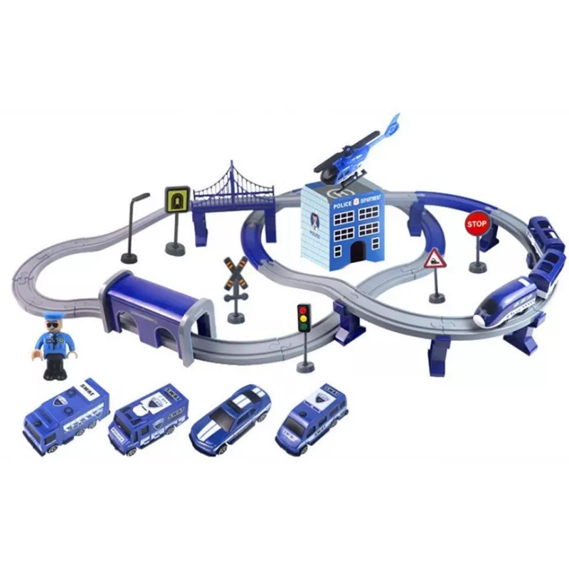 LEAN TOYS Set de tren Police Town azul 203 km/h