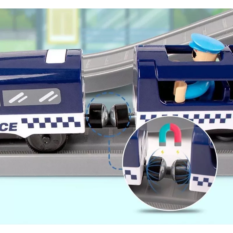 LEAN TOYS Set de tren Police Town azul 203 km/h