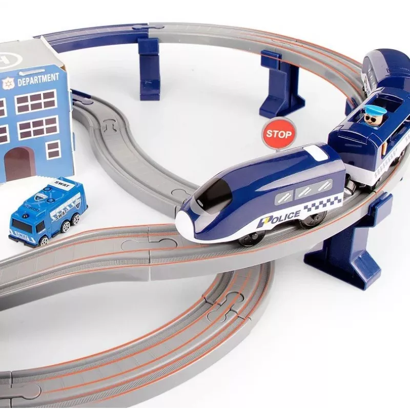 LEAN TOYS Set de tren Police Town azul 203 km/h