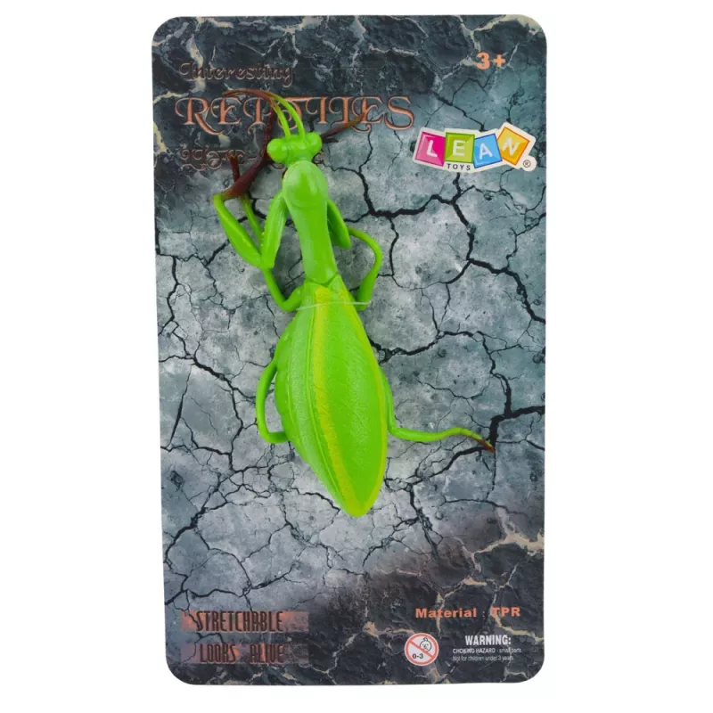 LEAN TOYS Figura de goma de mantis religiosa estirable realista verde 18 cm