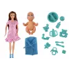 LEAN TOYS Muñeca bebé mamá embarazada con vestido rosa y accesorios