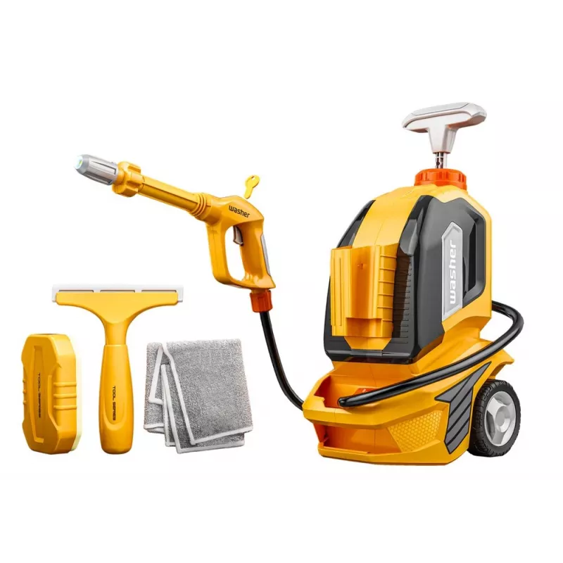 LEAN TOYS Limpiador a presión para niños – Set de limpieza de juguete con paño, esponja y escurridor, bomba manual, 750 ml, a partir de 3 años