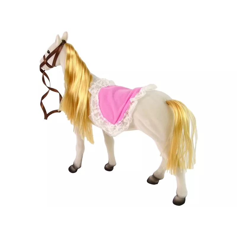 LEAN TOYS Muñeca princesa con pony blanco y accesorios de figuras