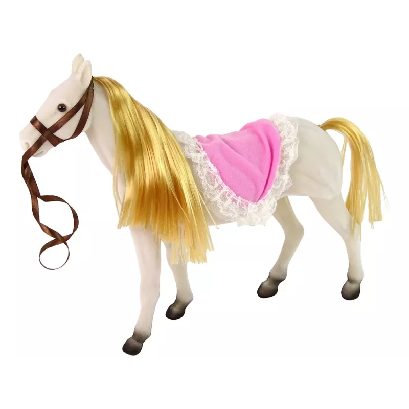 LEAN TOYS Muñeca princesa con pony blanco y accesorios de figuras