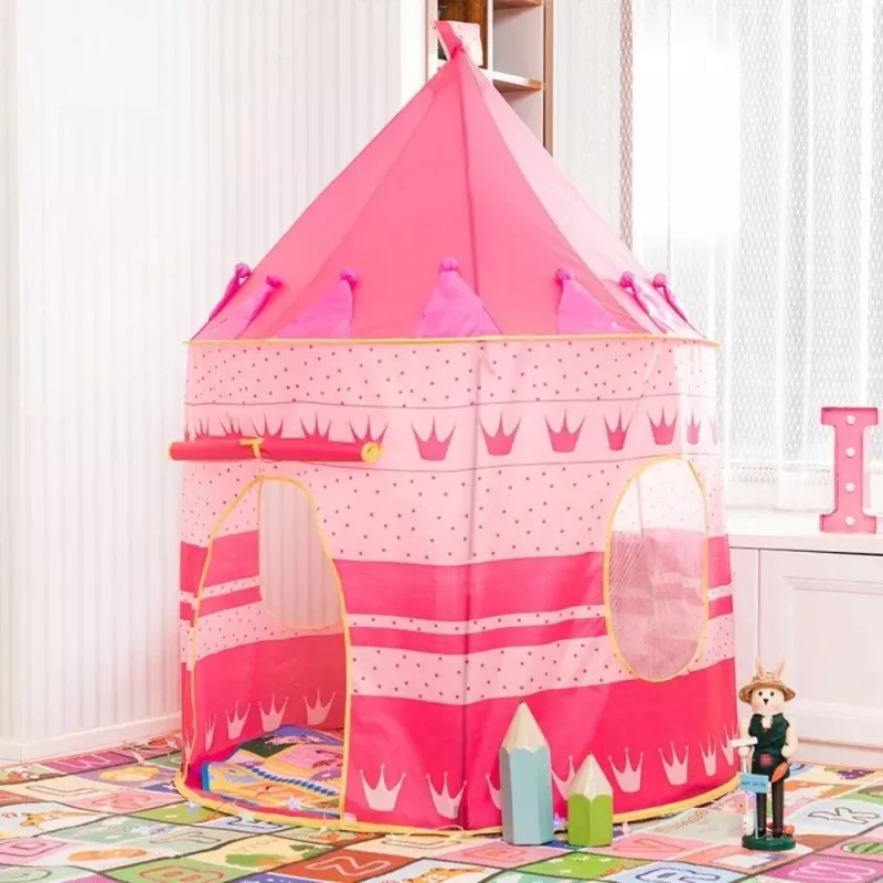 LEAN TOYS Tienda de juegos palacio de princesas para pequeñas princesas rosa 135 x 105 cm
