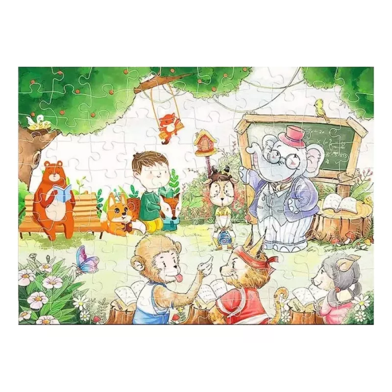 LEAN TOYS Puzzle Escuela de animales 100 piezas