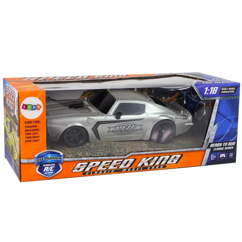 LEAN TOYS Coche deportivo R/C 1:18 plateado Champion mando
