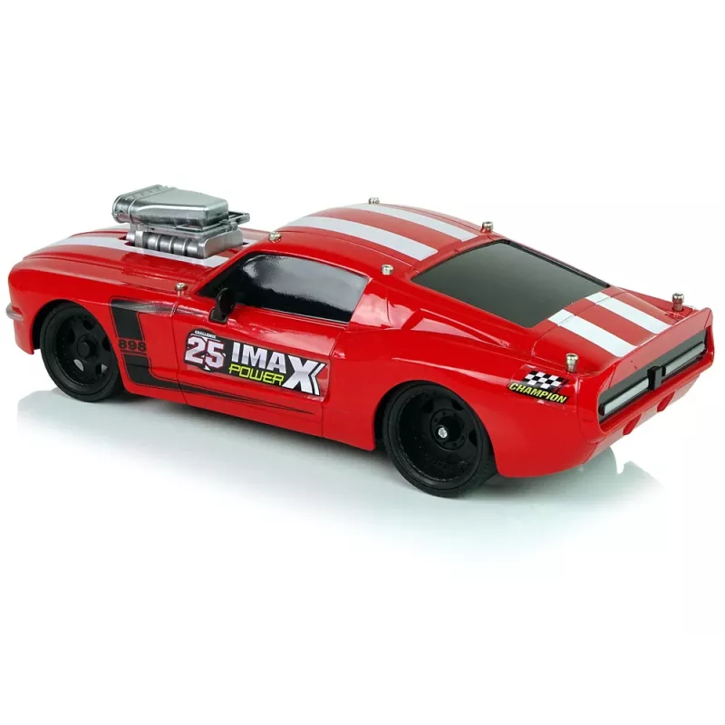 LEAN TOYS Coche deportivo R/C 1:16 rojo rayas blancas mando