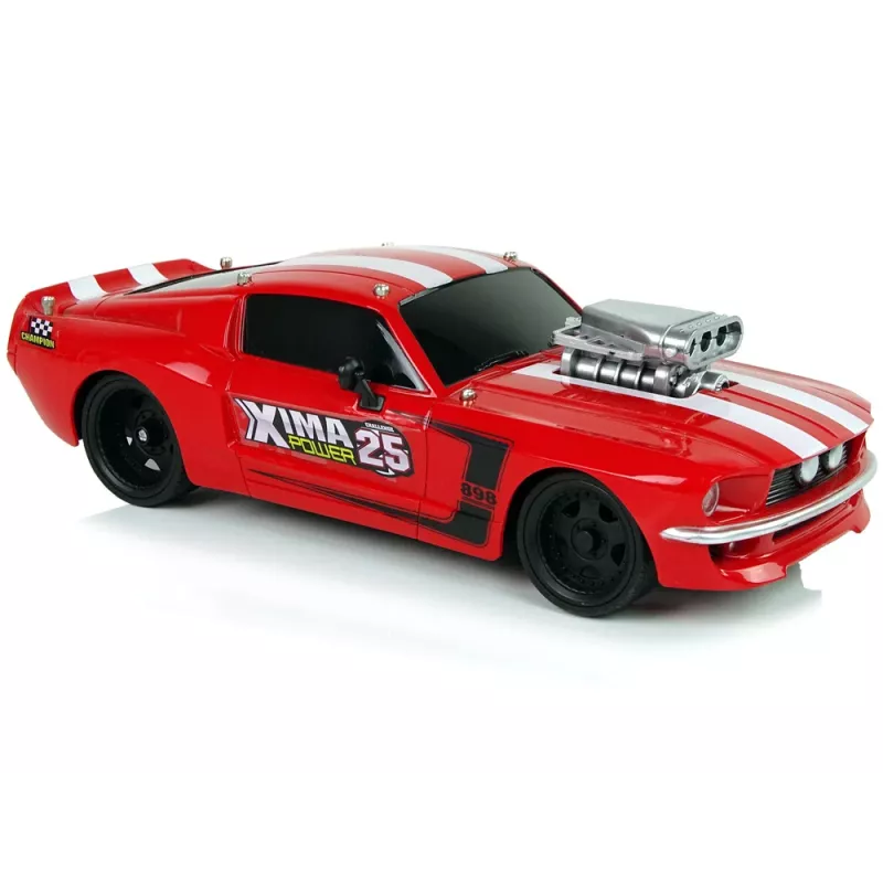 LEAN TOYS Coche deportivo R/C 1:16 rojo rayas blancas mando