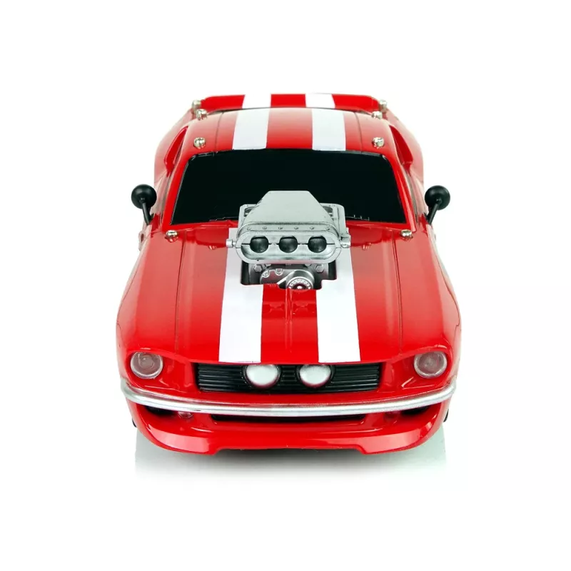 LEAN TOYS Coche deportivo R/C 1:16 rojo rayas blancas mando