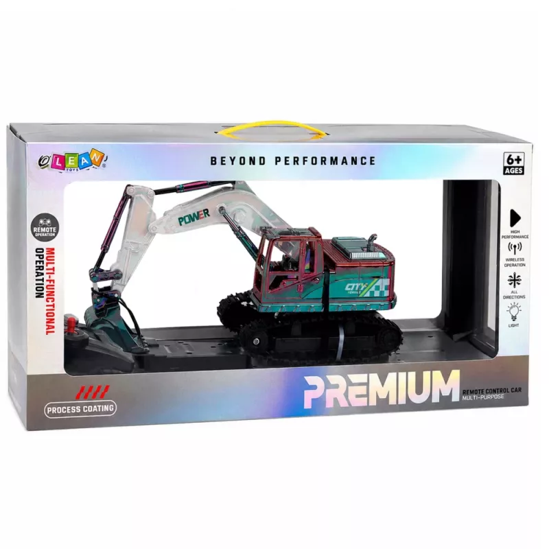 LEAN TOYS Excavadora RC oruga con brazo móvil e iluminación 1:14
