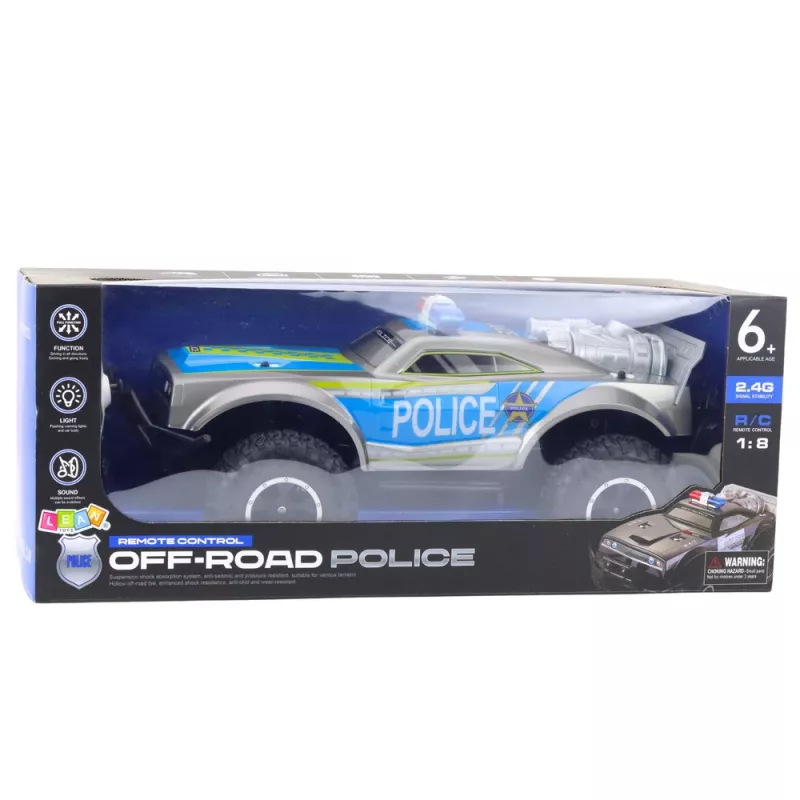 LEAN TOYS Coche de policía RC todoterreno 1:8 Plata