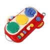 LEAN TOYS Tablero sensorial de aprendizaje rojo para niños - 12 actividades busy board de madera