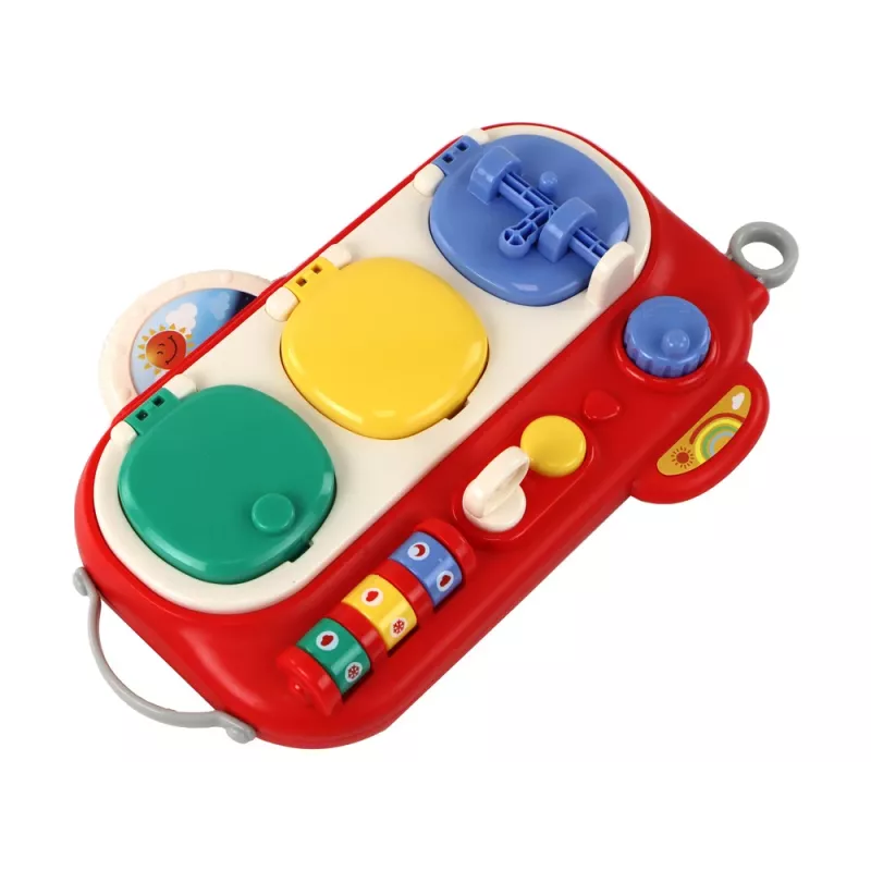 LEAN TOYS Tablero sensorial de aprendizaje rojo para niños - 12 actividades busy board de madera