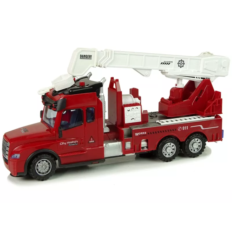 LEAN TOYS Coche teledirigido de bomberos 2.4G con luz y sonido rojo