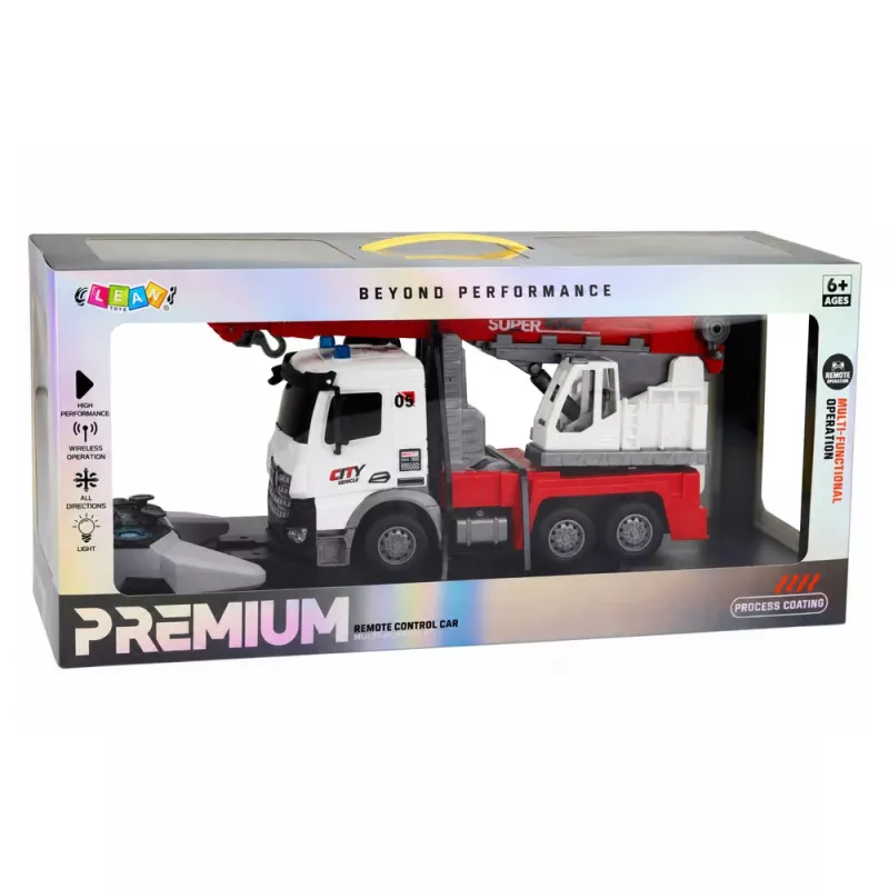 LEAN TOYS Ambulancia con mando a distancia RC Grúa giratoria móvil 1:14