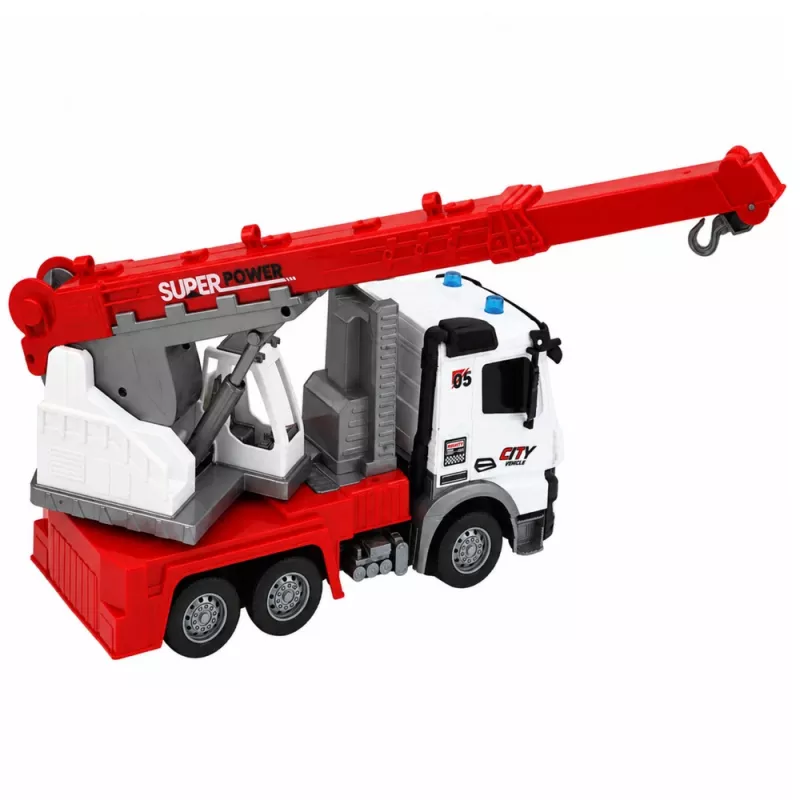 LEAN TOYS Ambulancia con mando a distancia RC Grúa giratoria móvil 1:14
