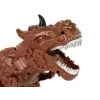 LEAN TOYS Dinosaurio con mando a distancia y proyector de vapor marrón