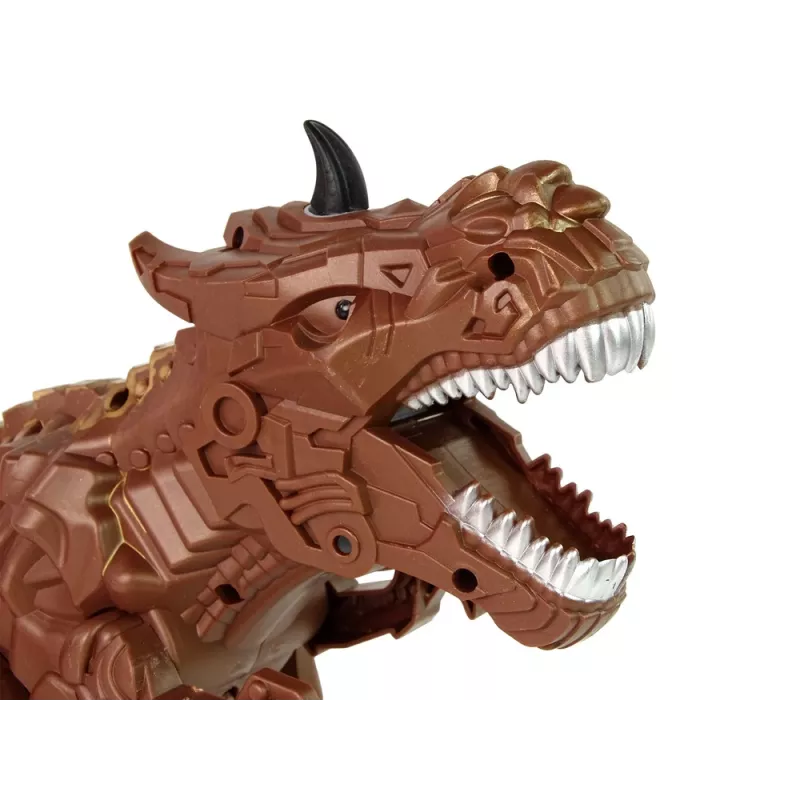 LEAN TOYS Dinosaurio con mando a distancia y proyector de vapor marrón