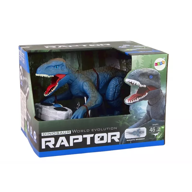LEAN TOYS Dinosaurio Velociraptor teledirigido con sonido y rugido, azul