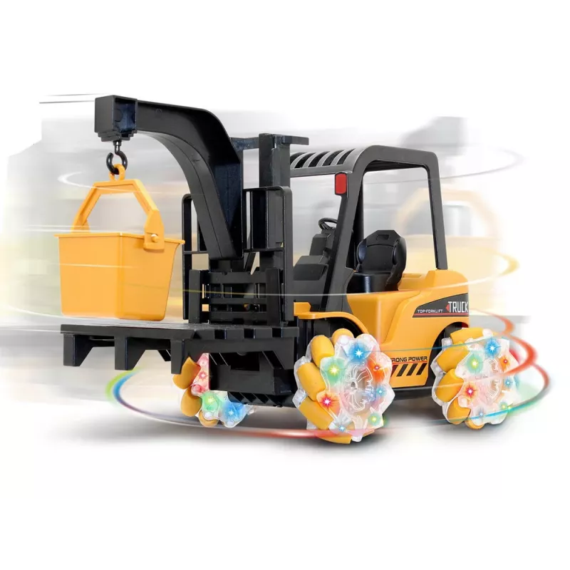LEAN TOYS Carretilla elevadora teledirigida giro 360 grados ruedas luminosas