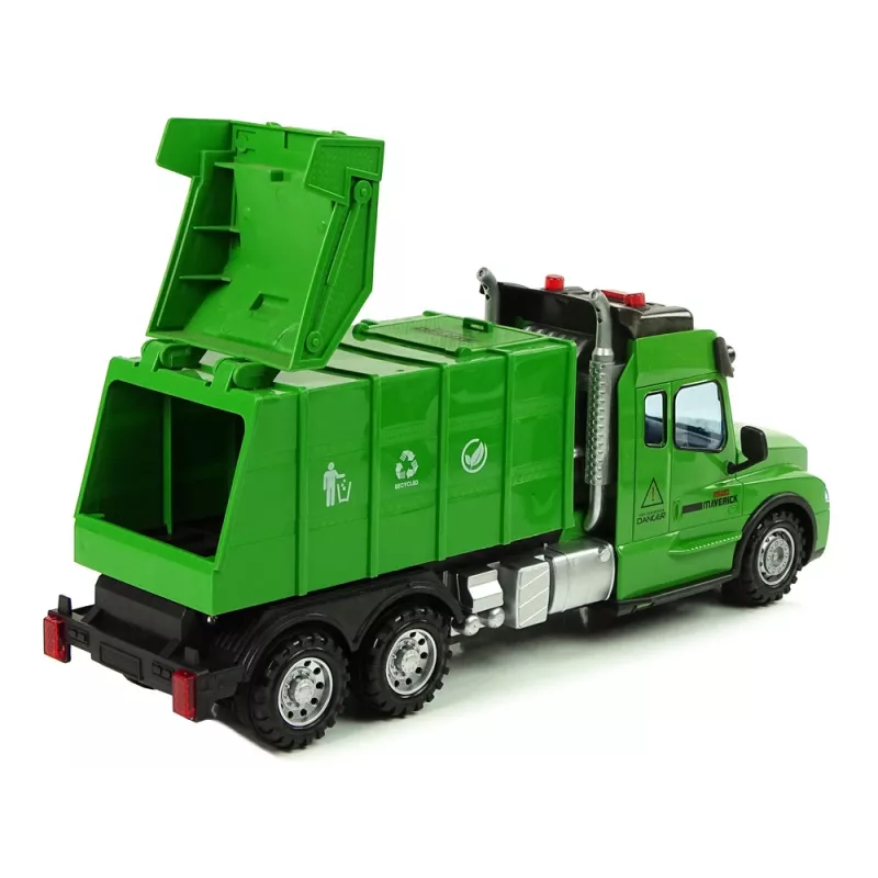 LEAN TOYS Camión de basura Pilot teledirigido 2.4G luces sonidos verde