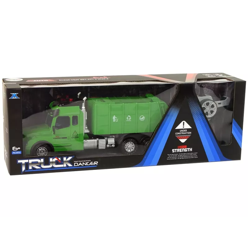 LEAN TOYS Camión de basura Pilot teledirigido 2.4G luces sonidos verde