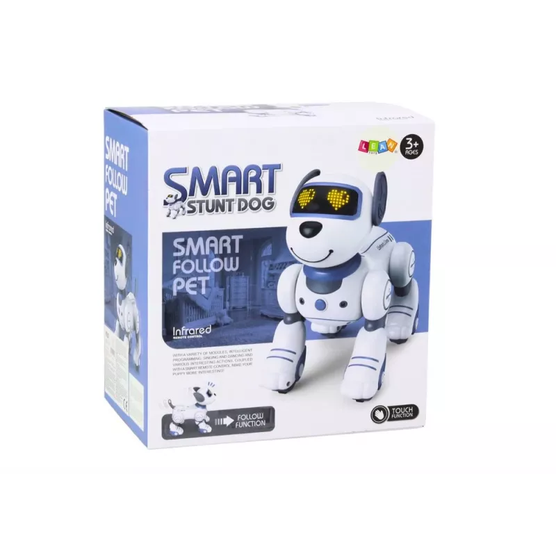 LEAN TOYS perro robot interactivo teledirigido – baila, canta, comandos programables, azul