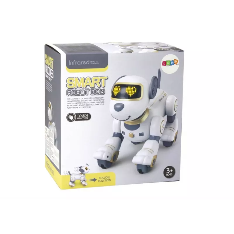 LEAN TOYS perro robot interactivo teledirigido – dorado, baila, programable, recargable