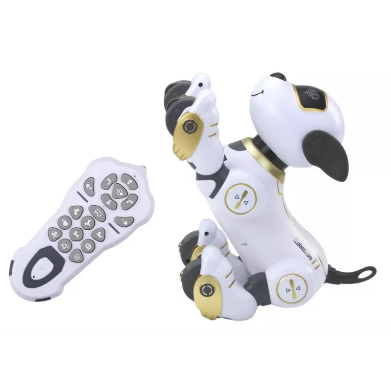 LEAN TOYS perro robot interactivo teledirigido – dorado, baila, programable, recargable