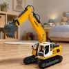 LEAN TOYS excavadora RC oruga teledirigida con luz y sonido amarilla 1:16