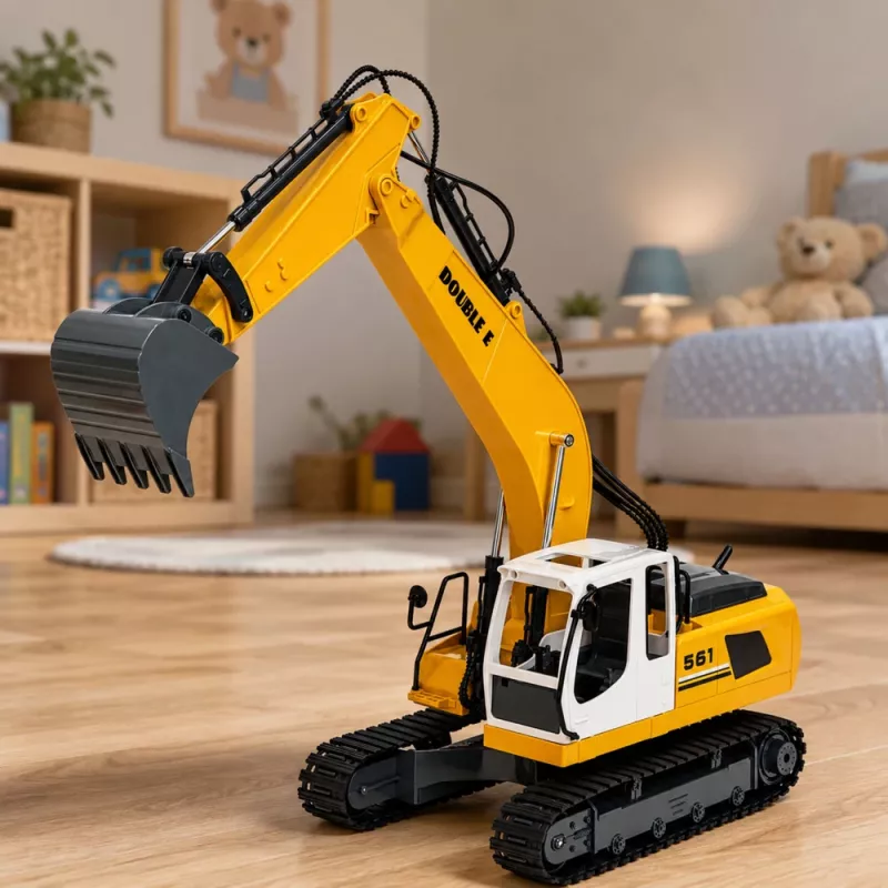 LEAN TOYS excavadora RC oruga teledirigida con luz y sonido amarilla 1:16