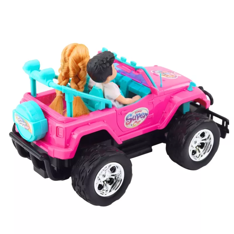 LEAN TOYS Coche teledirigido todoterreno con muñecas rosa 1:16
