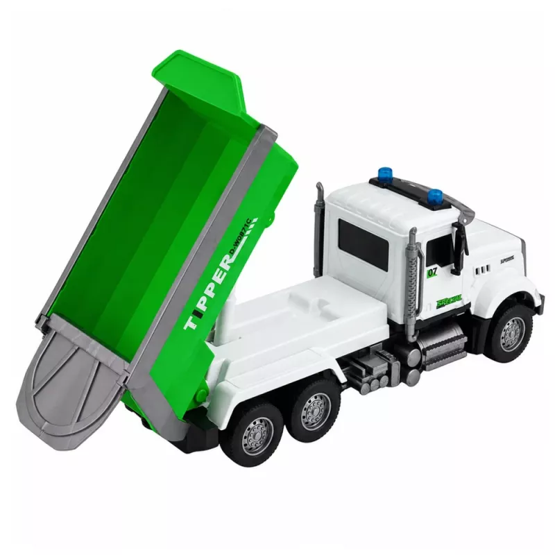 LEAN TOYS Camión volquete RC teledirigido con caja basculante móvil verde 1:14