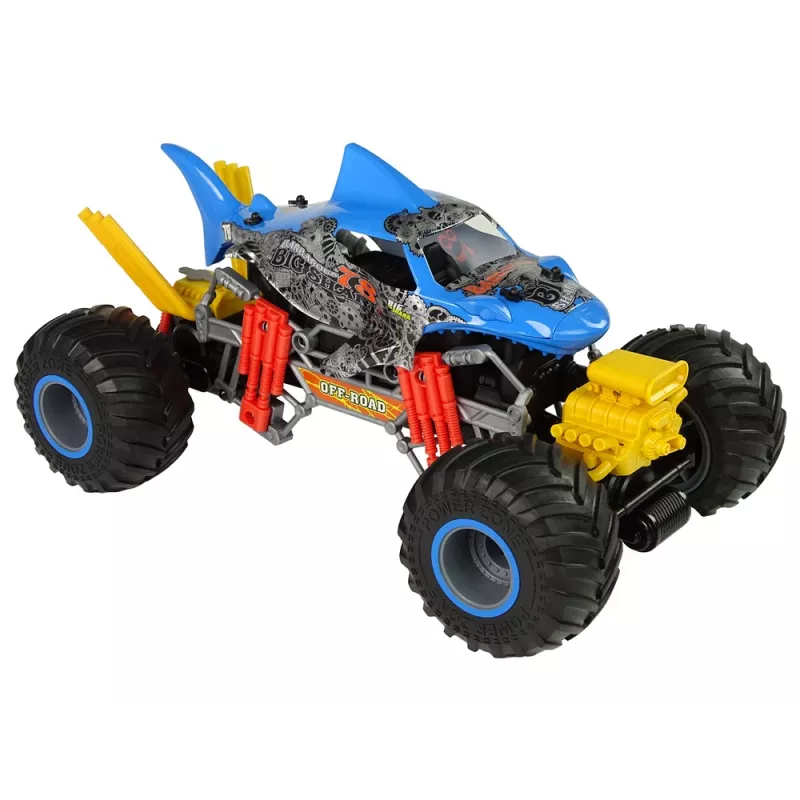 LEAN TOYS Coche todoterreno tiburón teledirigido 1:10 2.4G Blue 15 km/h Steam