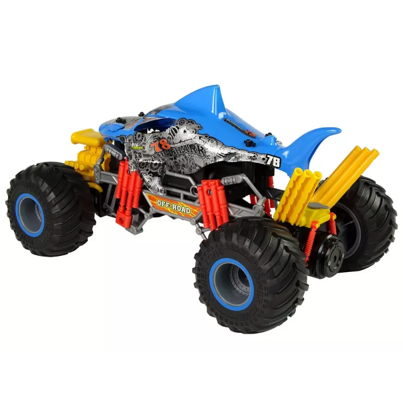 LEAN TOYS Coche todoterreno tiburón teledirigido 1:10 2.4G Blue 15 km/h Steam