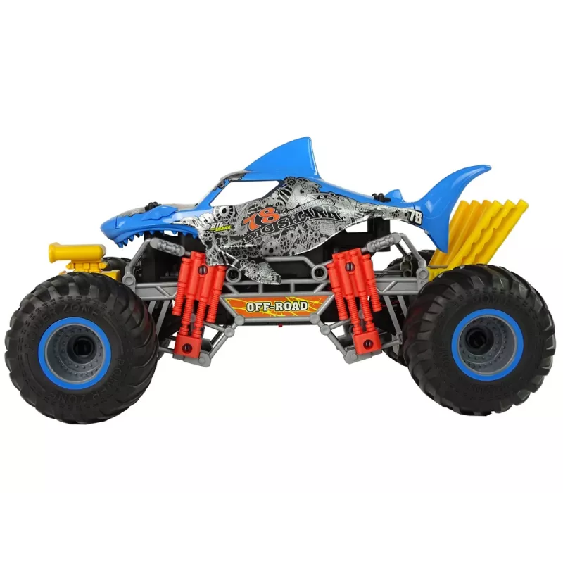 LEAN TOYS Coche todoterreno tiburón teledirigido 1:10 2.4G Blue 15 km/h Steam