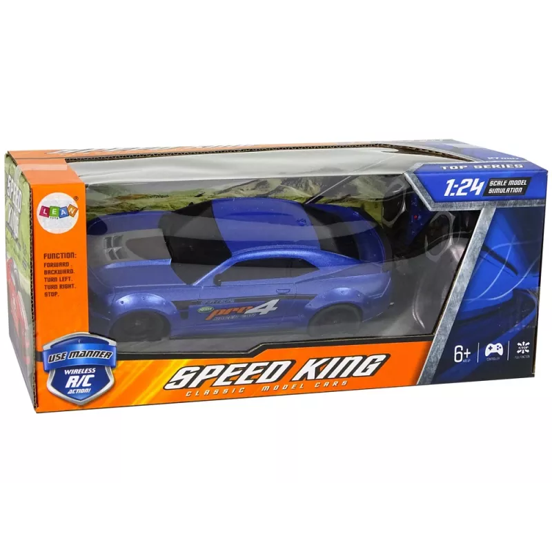 LEAN TOYS Coche deportivo teledirigido 1:24 Racing azul ventanillas tintadas
