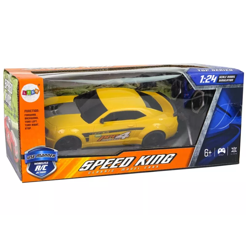 LEAN TOYS Coche deportivo teledirigido 1:24 Racing amarillo ventanillas tintadas